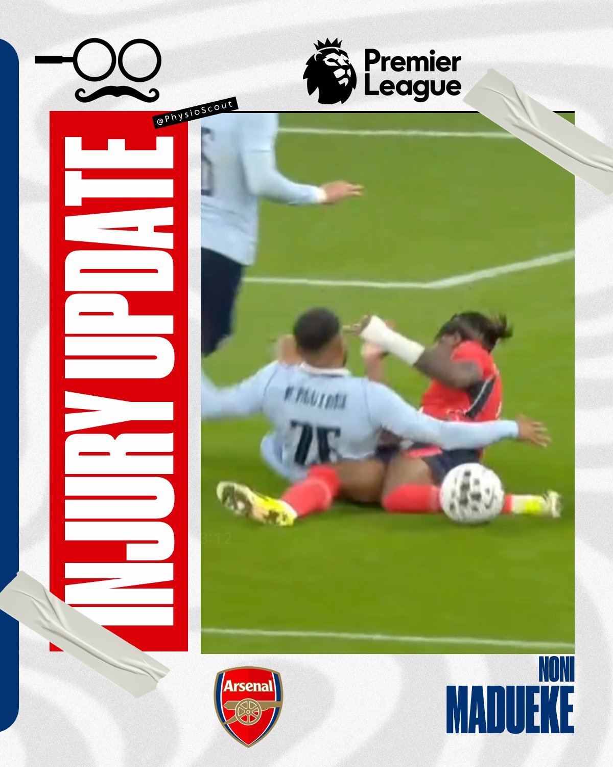 PSFI（球员伤病分析大神）关于阿森纳球员马杜埃凯的伤情分析：马杜埃凯在英格兰对