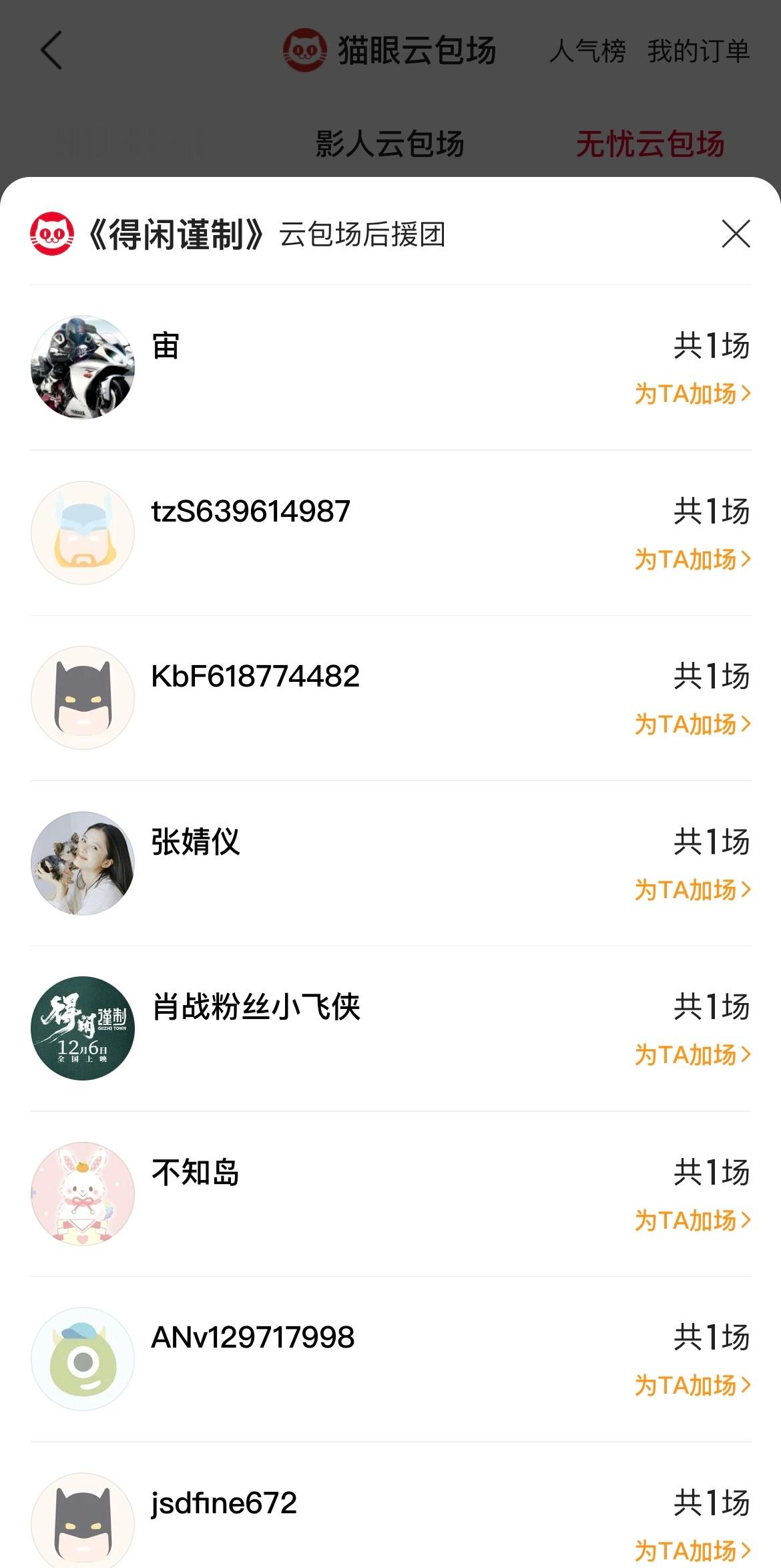 张婧仪包场支持得闲谨制 据猫眼专业版云包场显示，包场支持电影《得闲谨制》。截至目