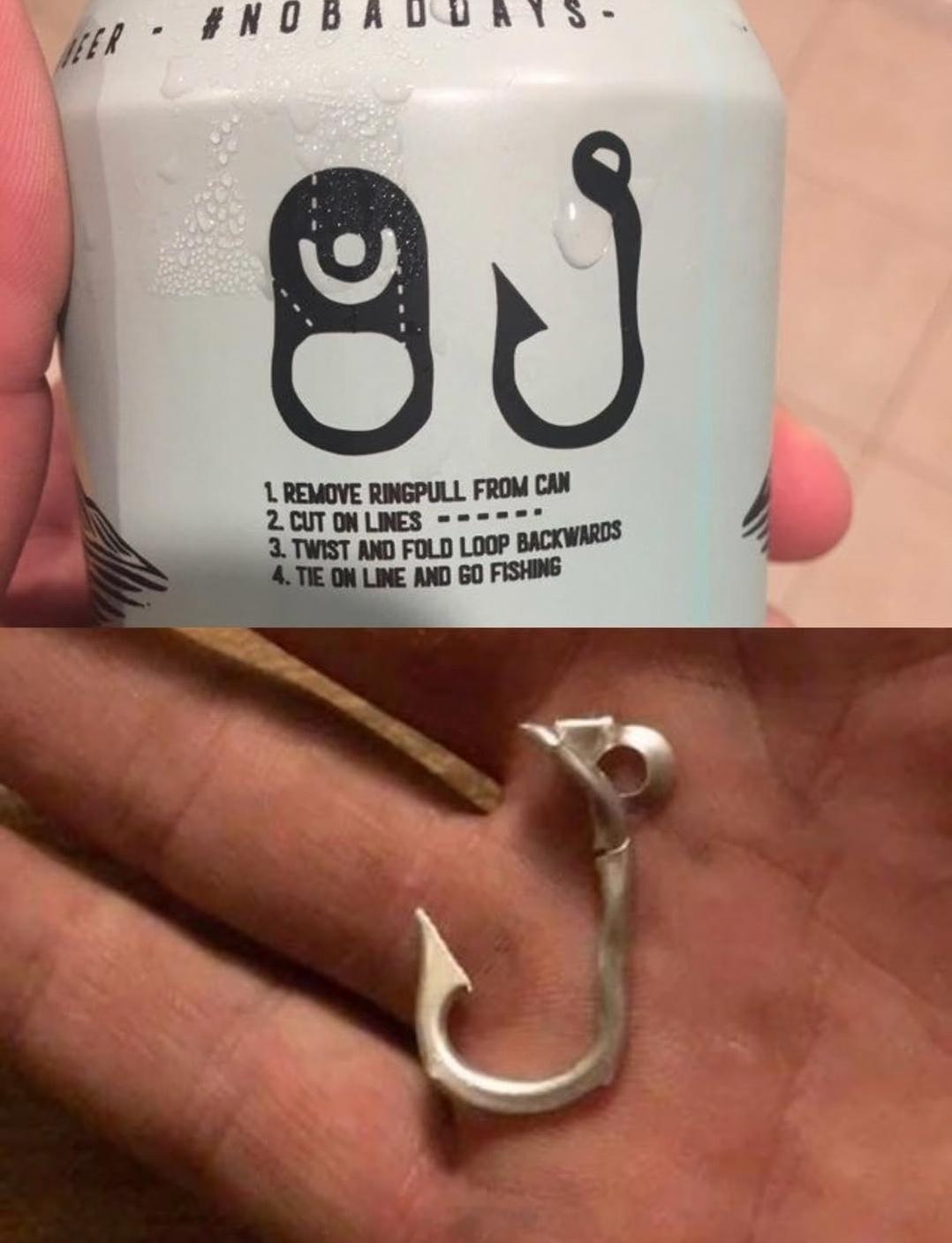 教你用易拉罐拉环改造成鱼钩 