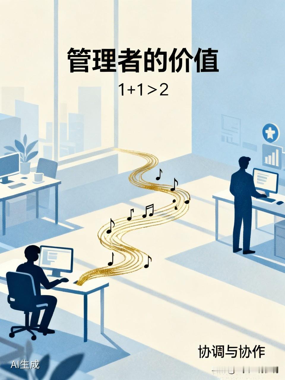 管理者的价值就在于实现1+1大于2。就拿一家小公司来说，员工A擅长技术，员工B擅