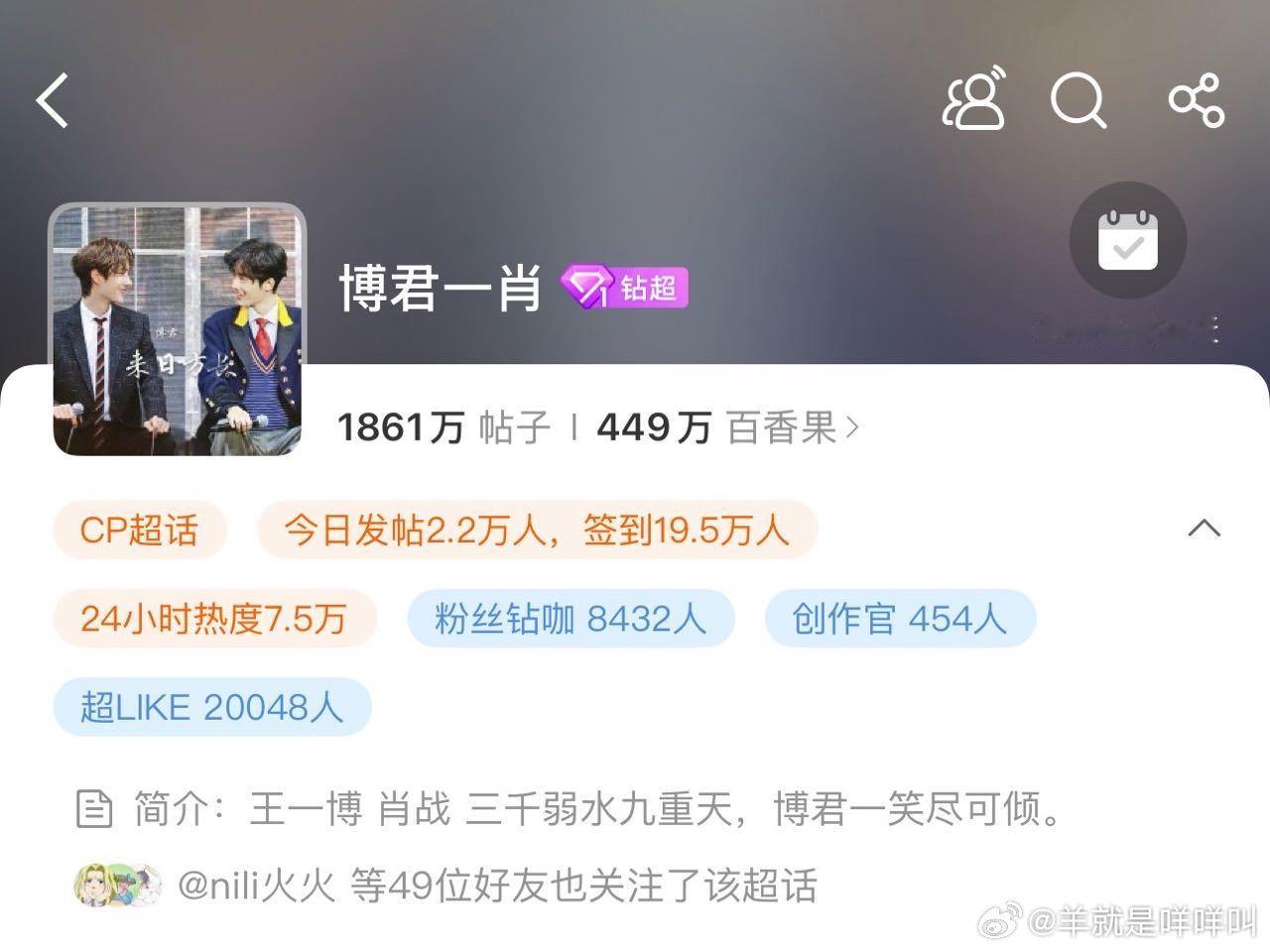 博君一肖超话超like破2万了 ​​​