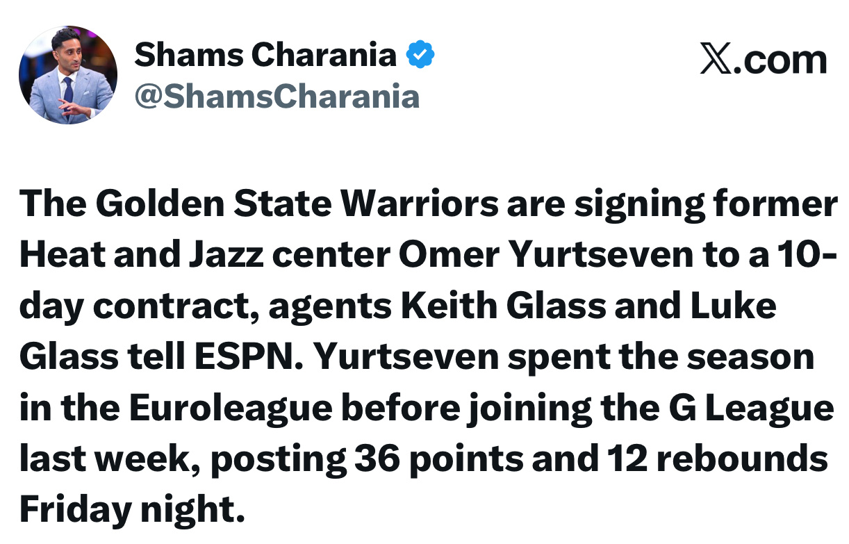 明日对阵尼克斯，球队仅8人出战，霍福德、追梦以及波尔津吉斯缺阵，波斯特也出战成疑