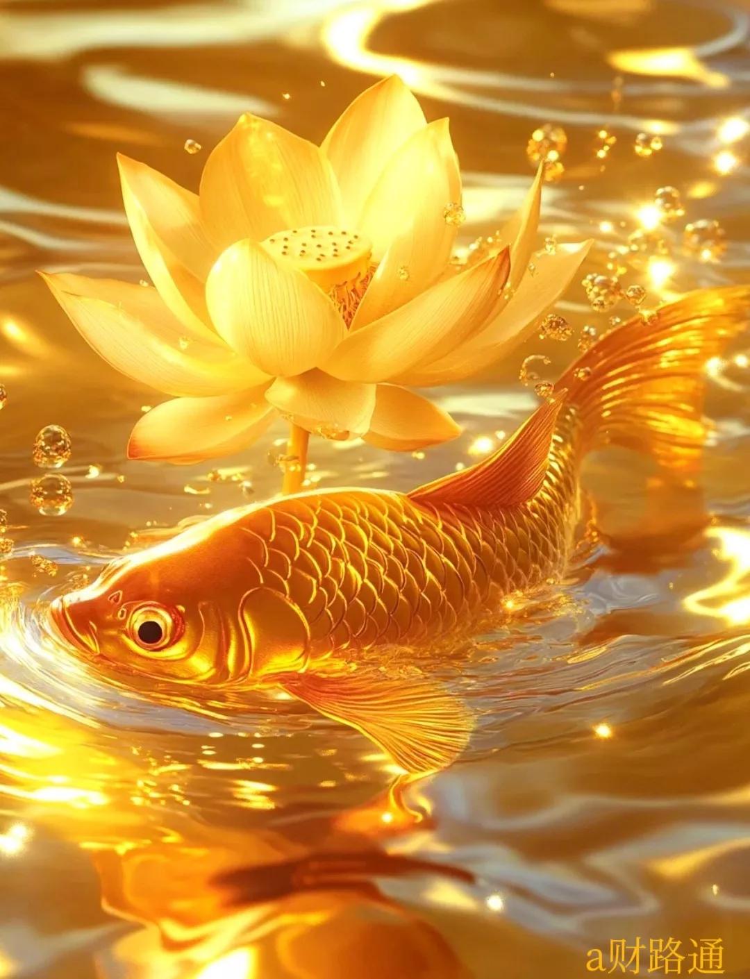 金水、金鱼🐠，金荷花，象征着金碧辉煌，富贵有余！犹如，如鱼🐠得水，年年有余，