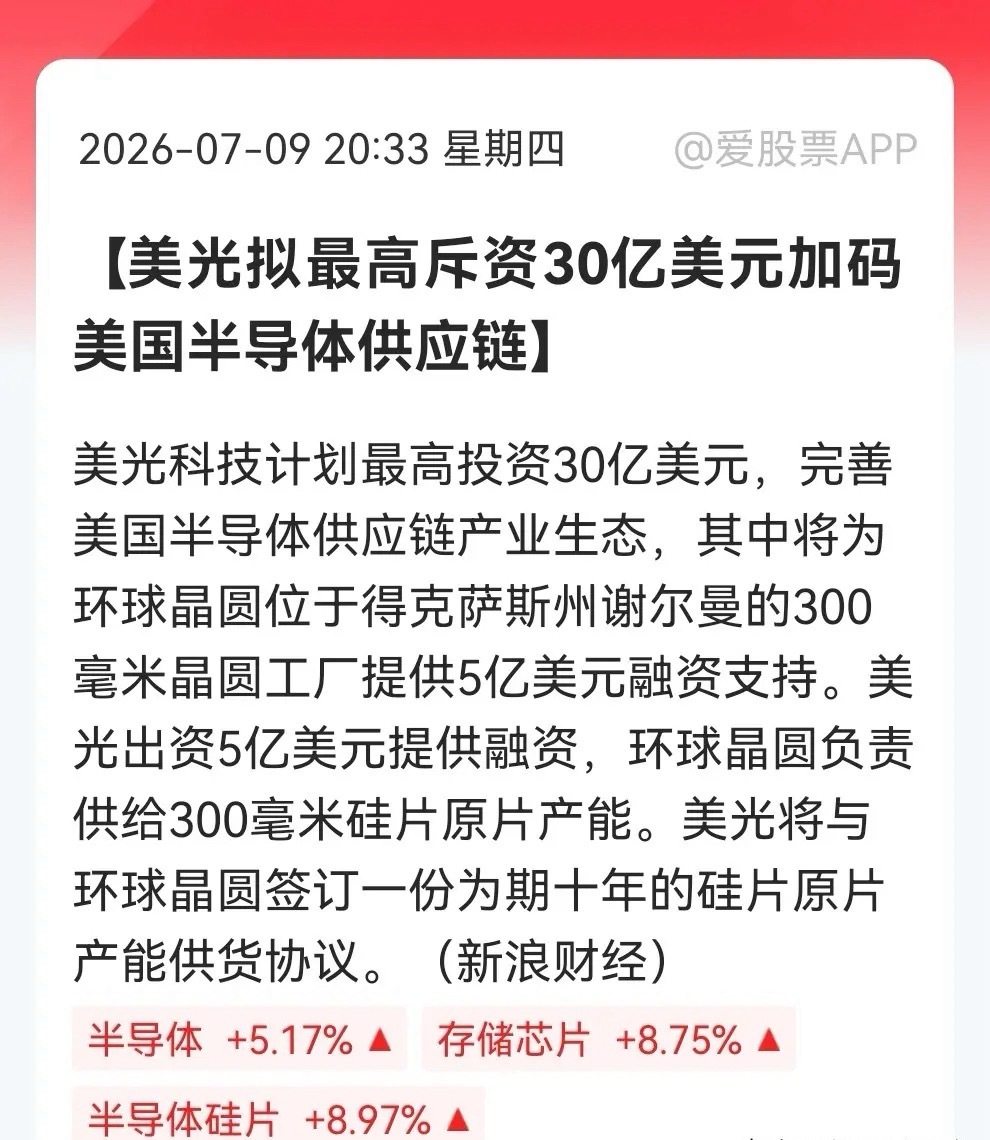 美光大手笔！环球晶圆拿下10年长约，明天存储这这个方向真的买不到了……消息上：美