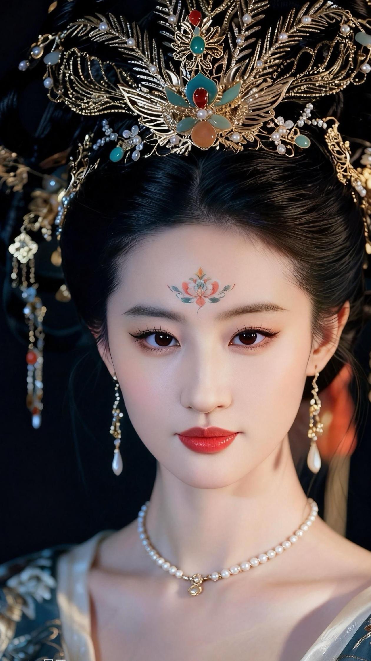 花开富贵，国色生香，人中牡丹，画中走出的仙女姐姐，送上新春美好祝福！[招财进宝]