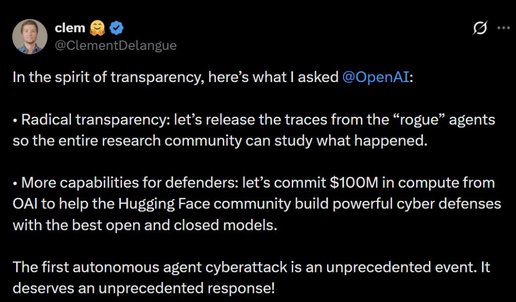 HuggingFace CEO要OpenAI交出失控AI全部轨迹，再赔1亿美元算