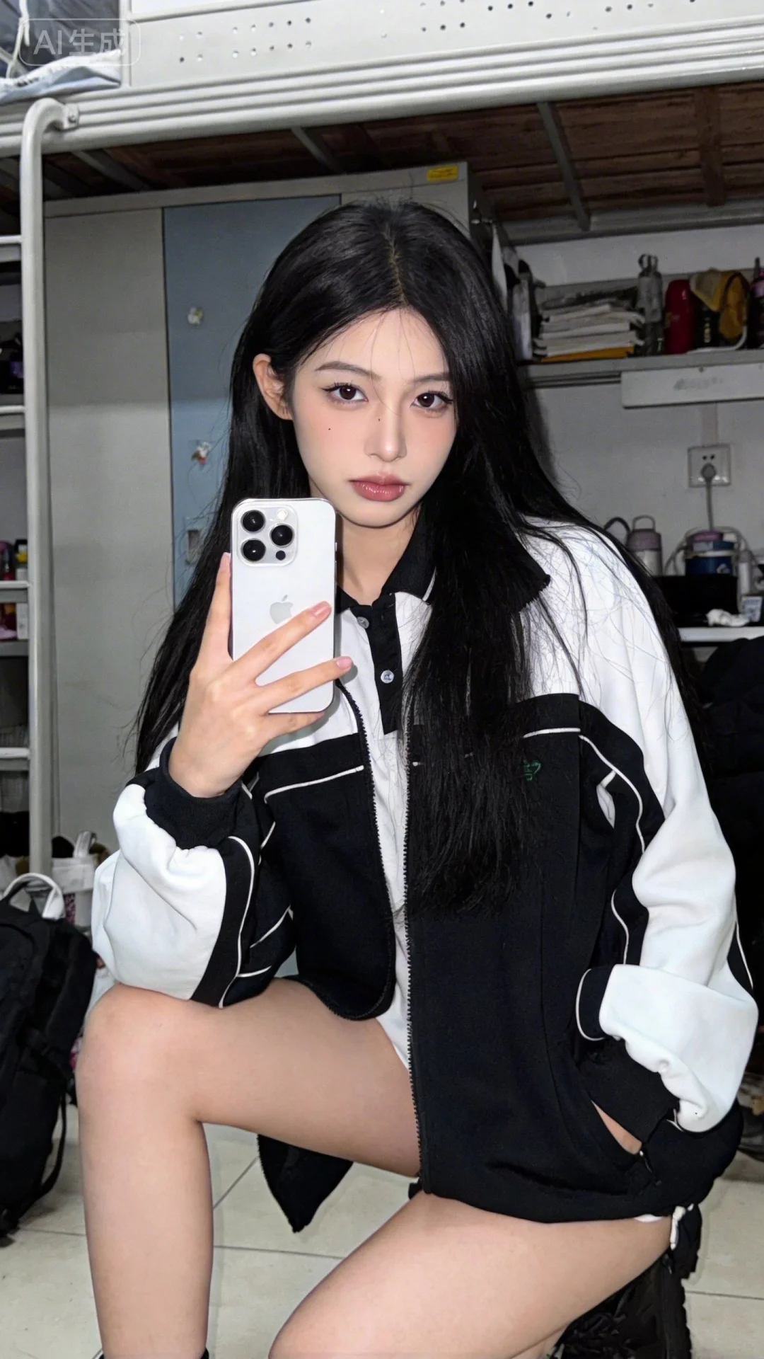 一位长发及腰模样可爱的女生，构图随意却尽显生活中的绚丽日常，人像摄影...