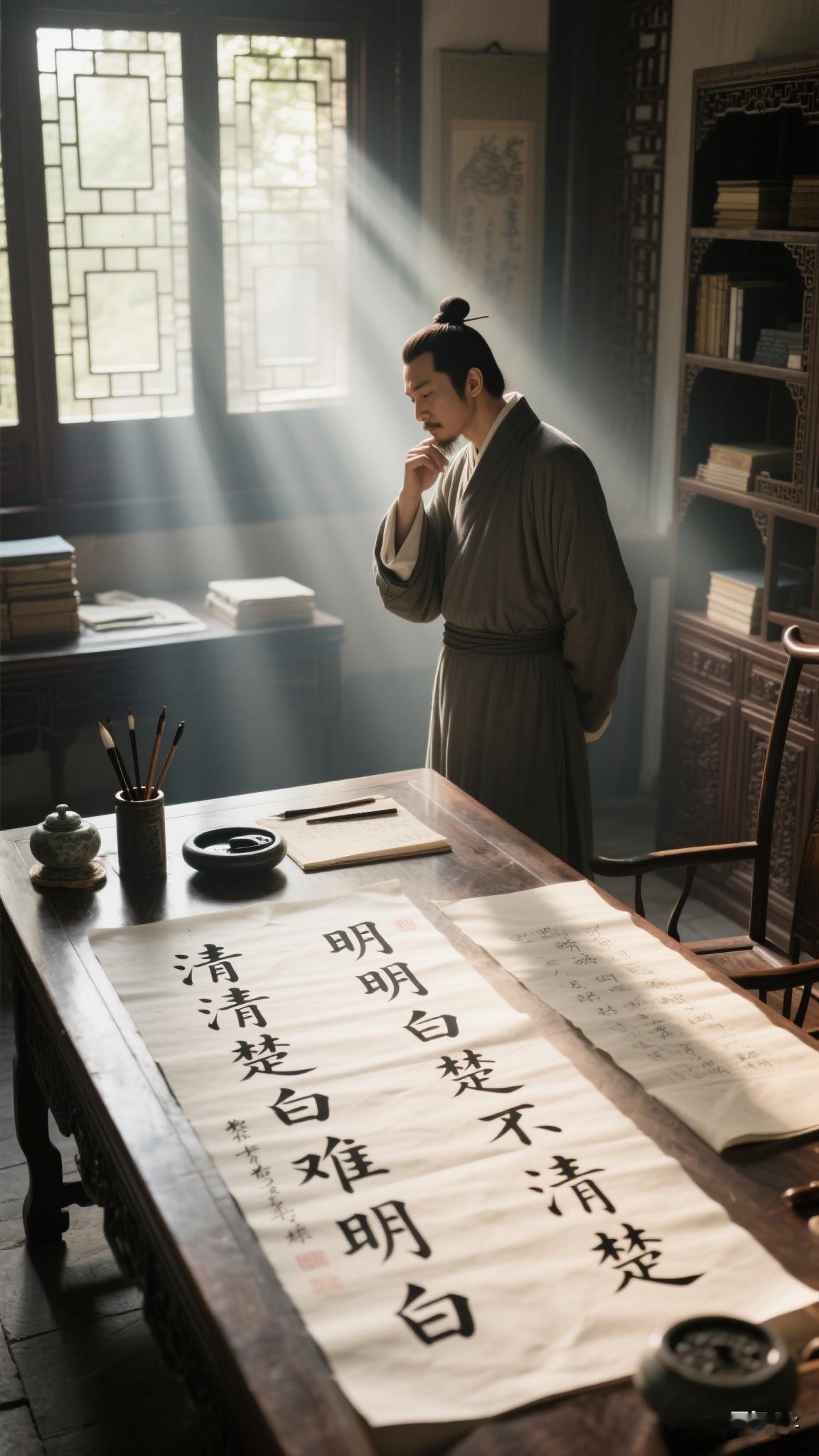 下联：明明白白难明白。
赏析：上联 “清清楚楚不清楚”，巧妙地用了叠词，先是强调