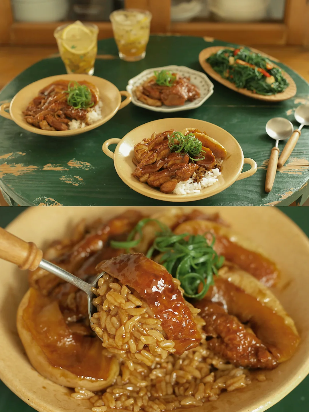 软嫩爆汁 一口惊艳的可乐苹果焖鸡腿拌饭。