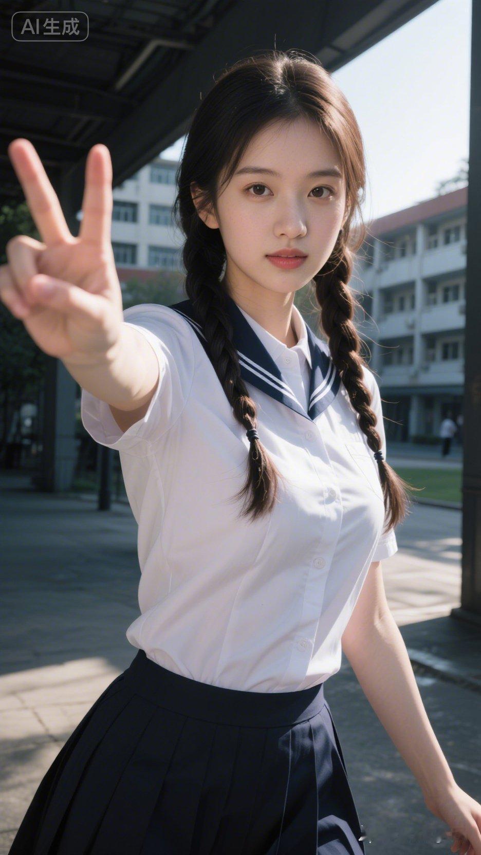 元气少女校园风，青春洋溢的微笑！😊📚✨