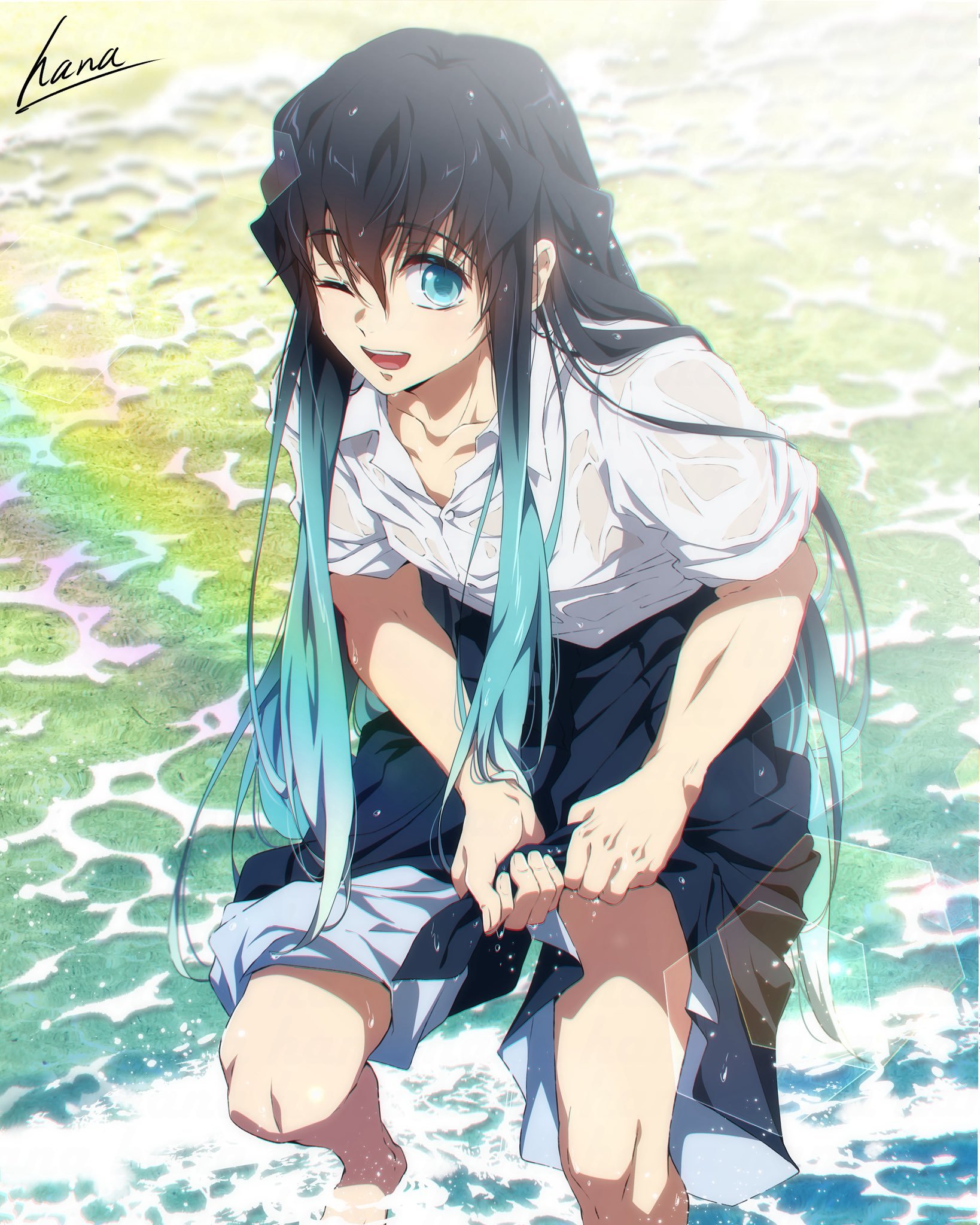 鬼灭之刃时透无一郎 时透无一郎的夏天hana太太真的好会画.绘：hana_ni_