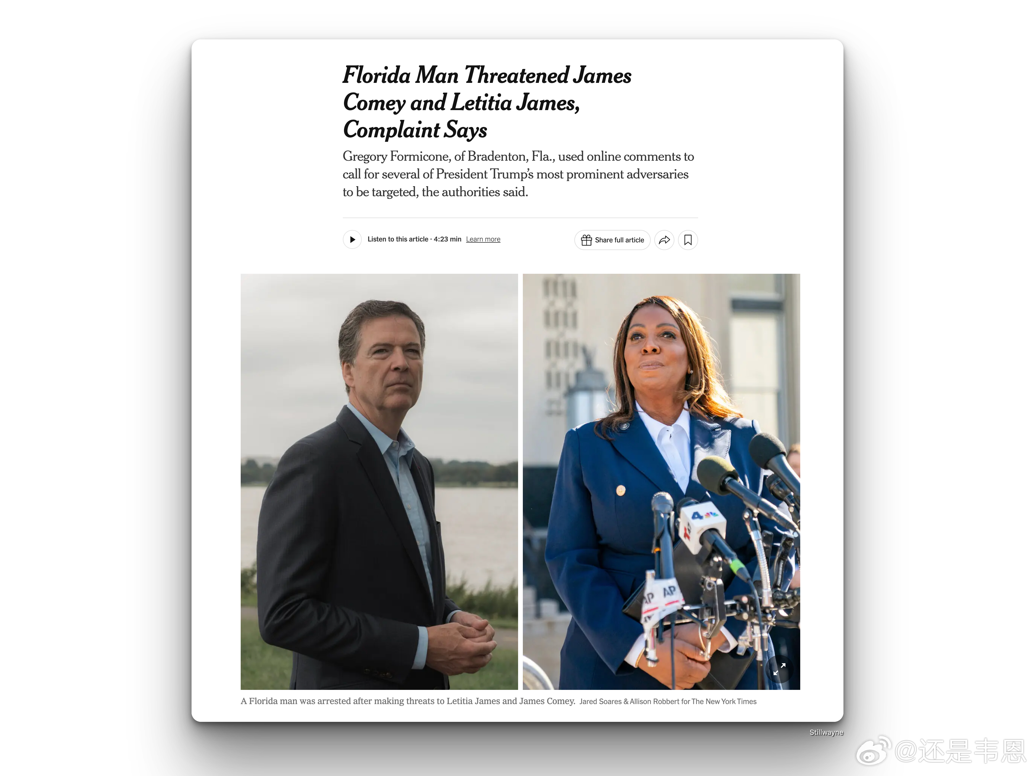 一佛罗里达男子因在网络上发布对川普政治对手的威胁言论被捕58岁的佛罗里达男子格雷