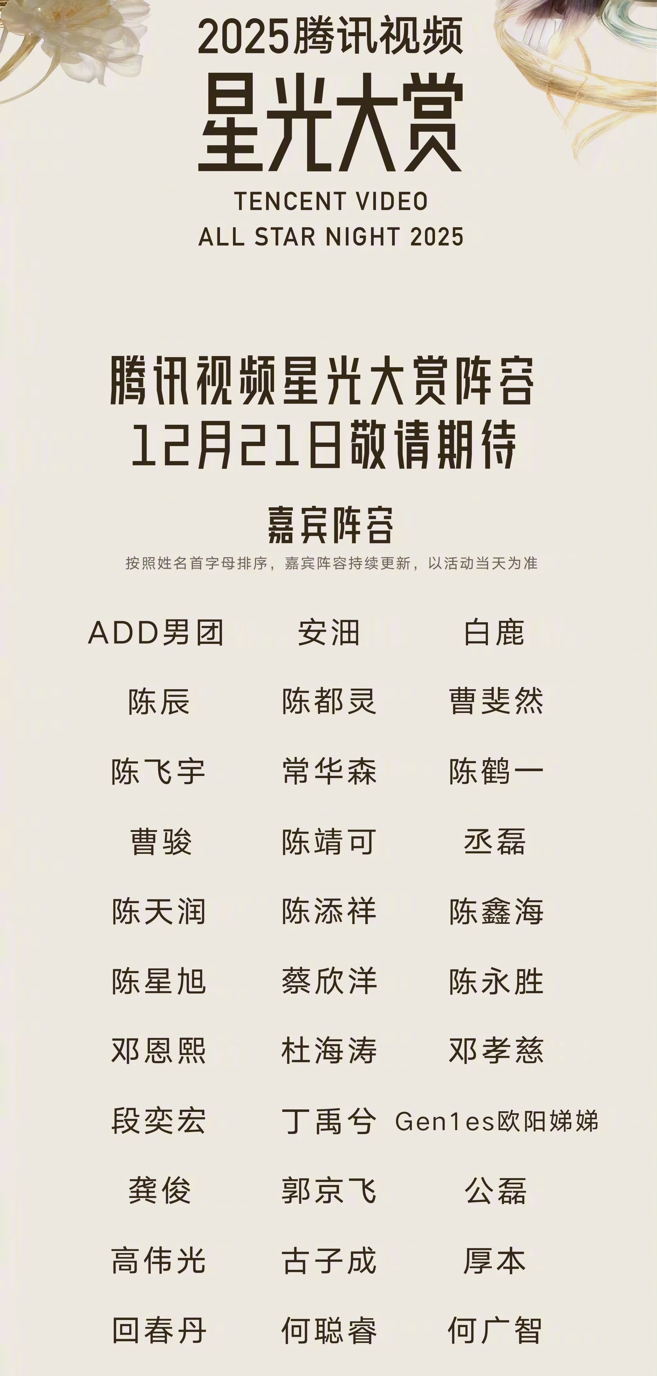 星光大赏阵容官宣名单已出，眼熟的面孔不少，看看有没有你等的那位✦女明星：宋佳、童