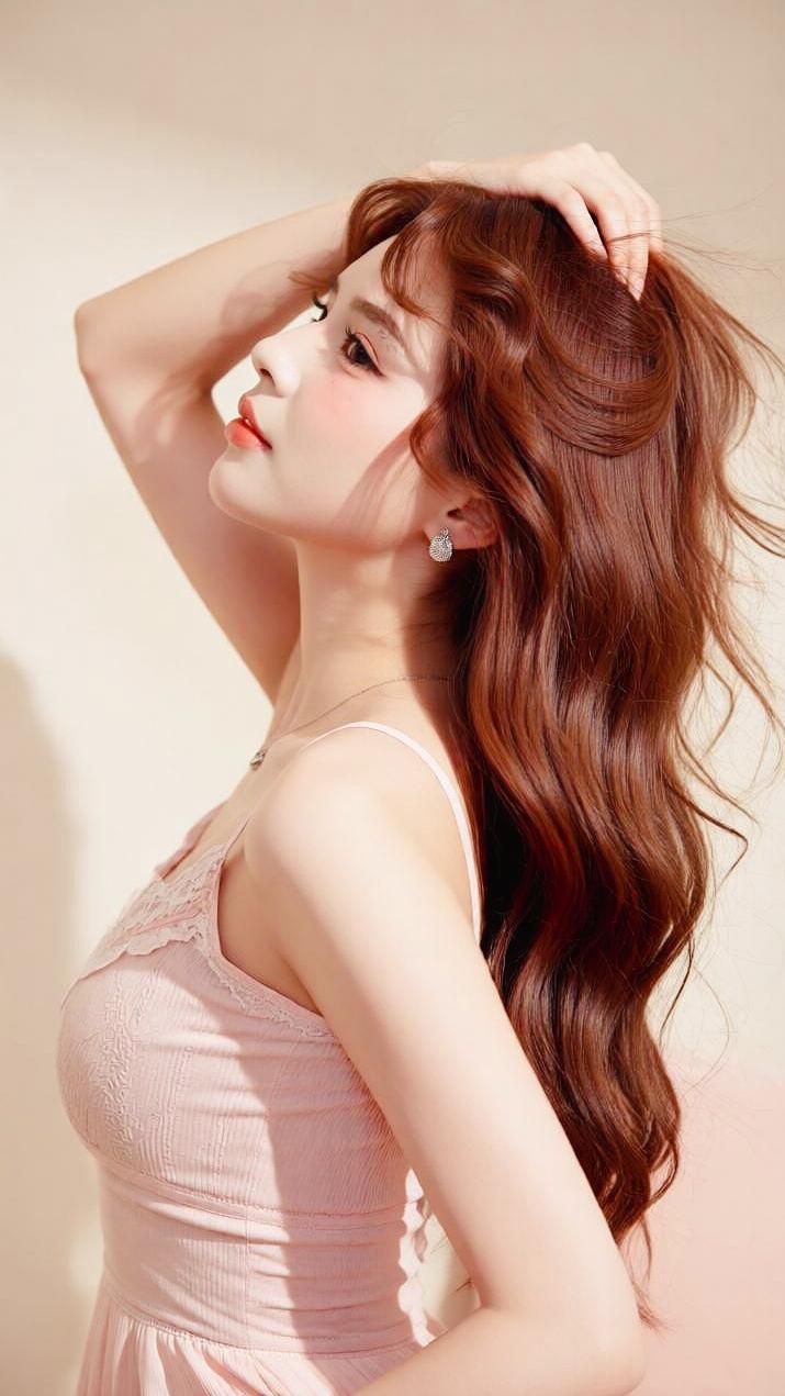 《春闺倦态》
粉缕轻裁贴雪肤，柔鬟微亸惹风酥。
春阳漫染胭脂面，软榻凝娇碧玉肤。