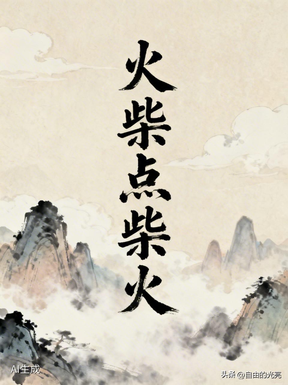 上联:火柴点柴火
有人说这个上联还有点意思，请问头条中的高手们，对什么下联比较合