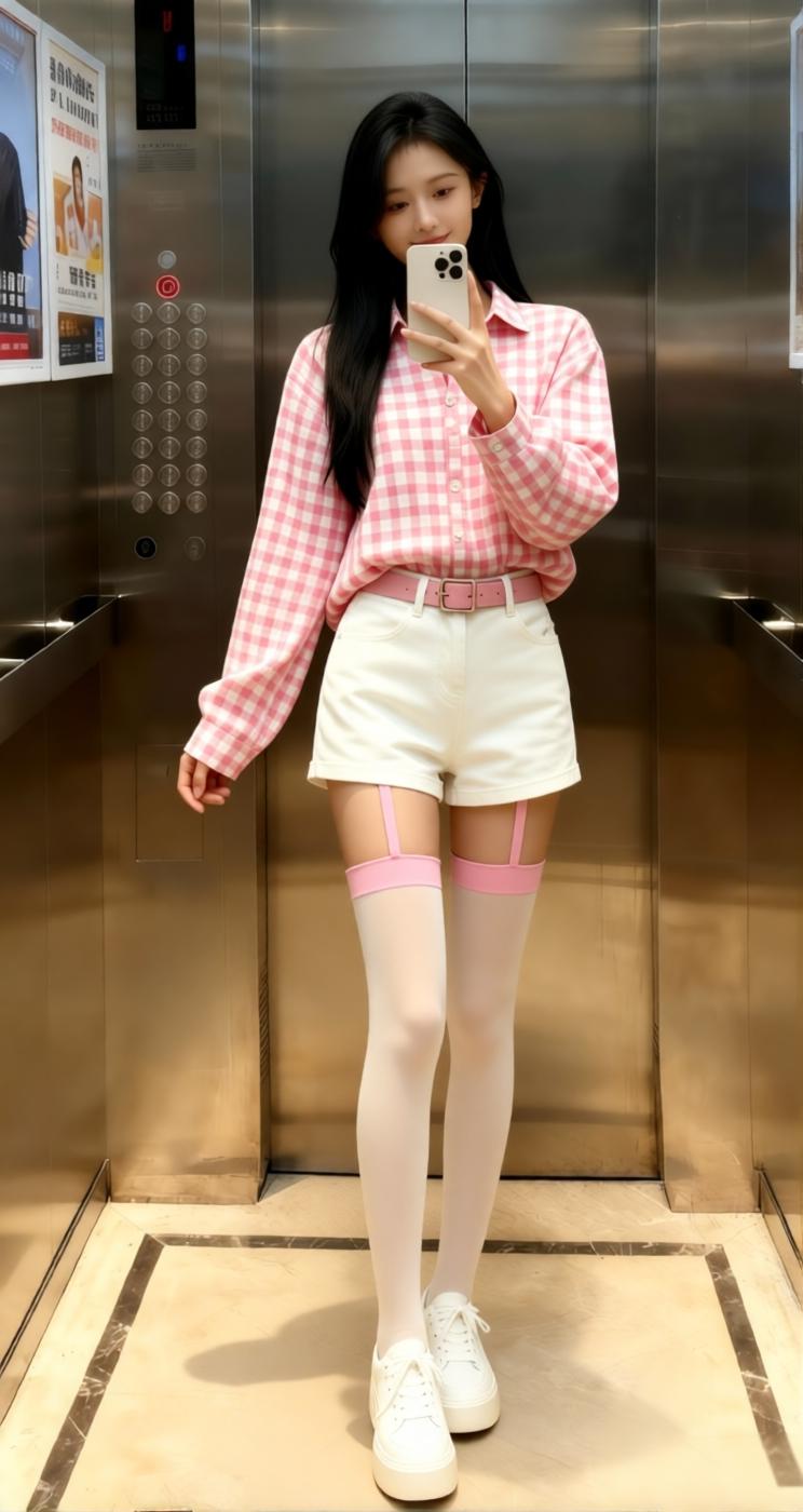 街拍时尚 美女 吊带袜天使 袜子 马油袜