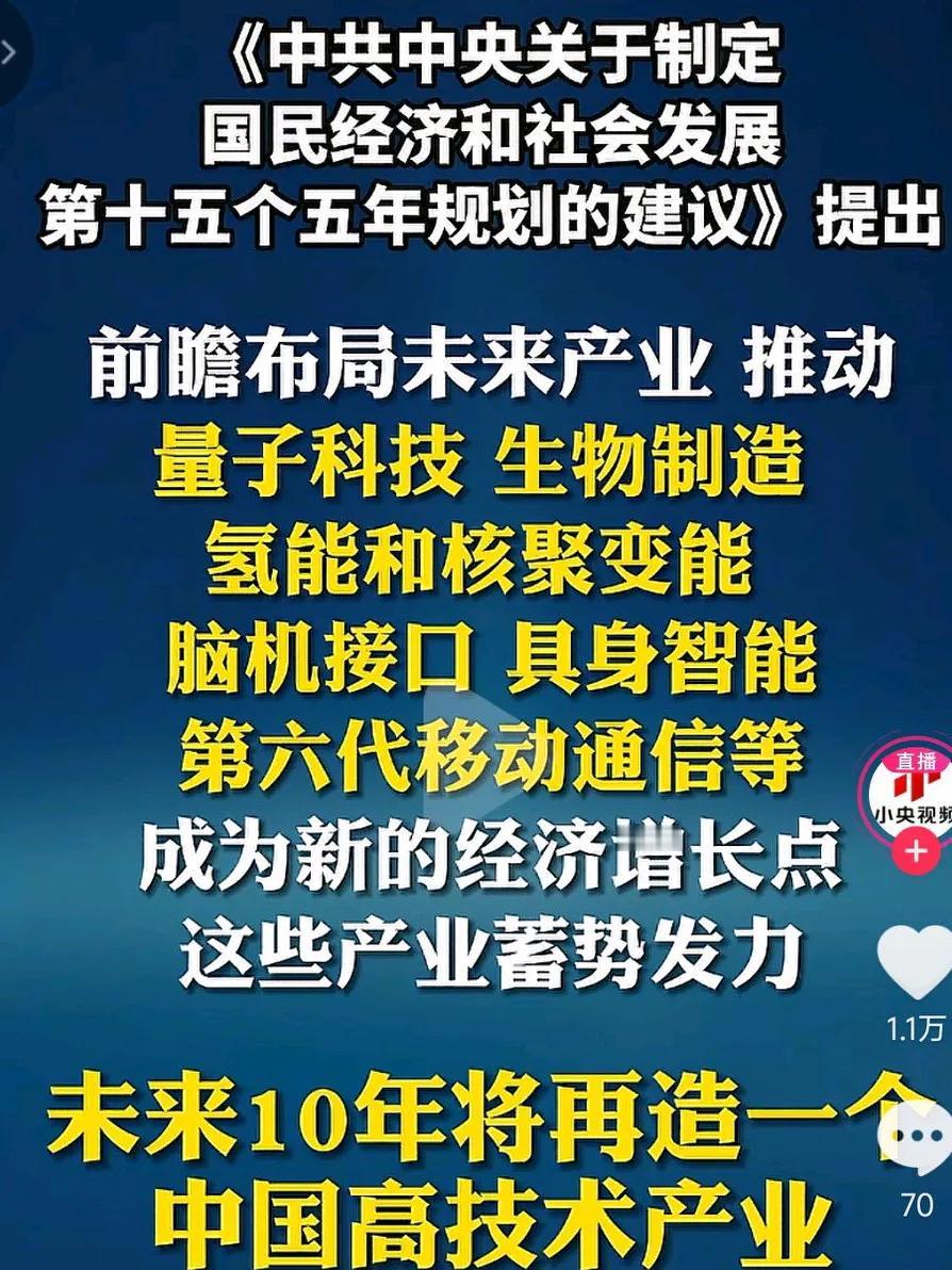 十五个五年规划明确提出中国未来经济走向和社会发展，未来十年中国经济的增长点将集中