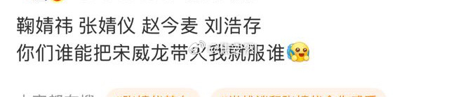 宋威龙本身也就有一定知名度了，只是缺流量，要说这几个花谁能把宋威龙带成流量，那只