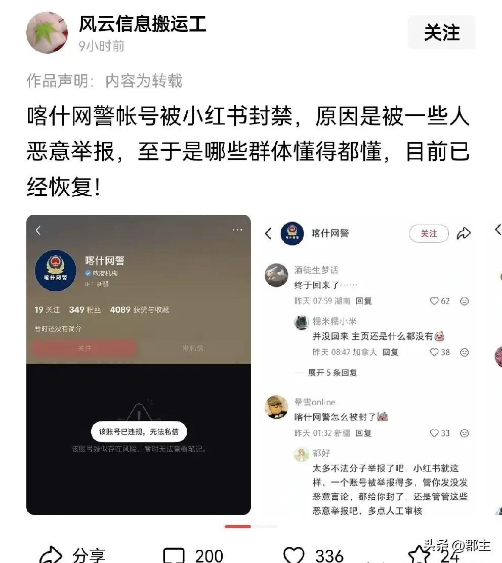 这背后的资本也太猖狂了吧！嚣张到封网警的账号了，就小红书这种恶劣的不良平台，必须