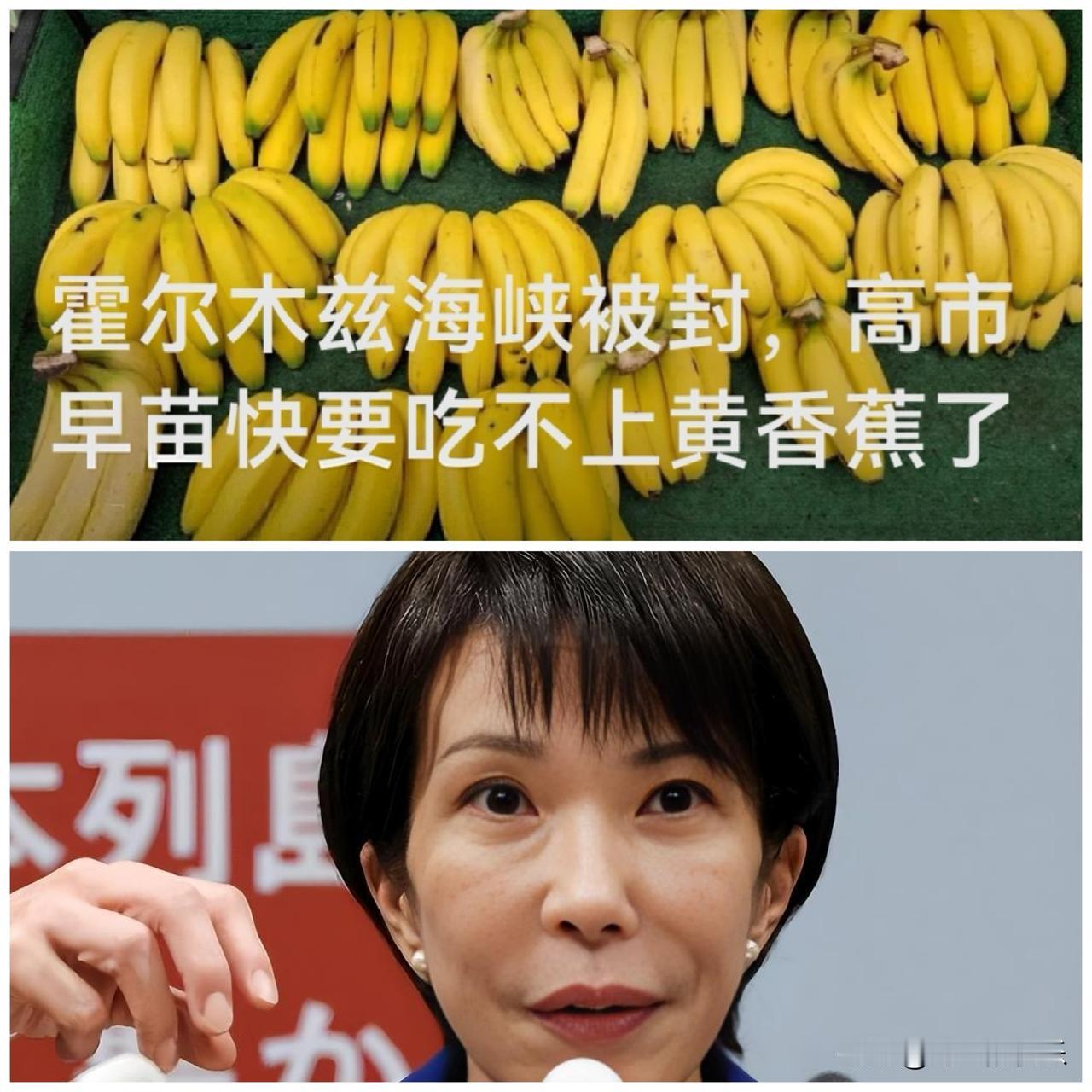 霍尔木兹海峡被封，高市早苗快要吃不上黄香蕉了

   据外媒富士电视台4月20日
