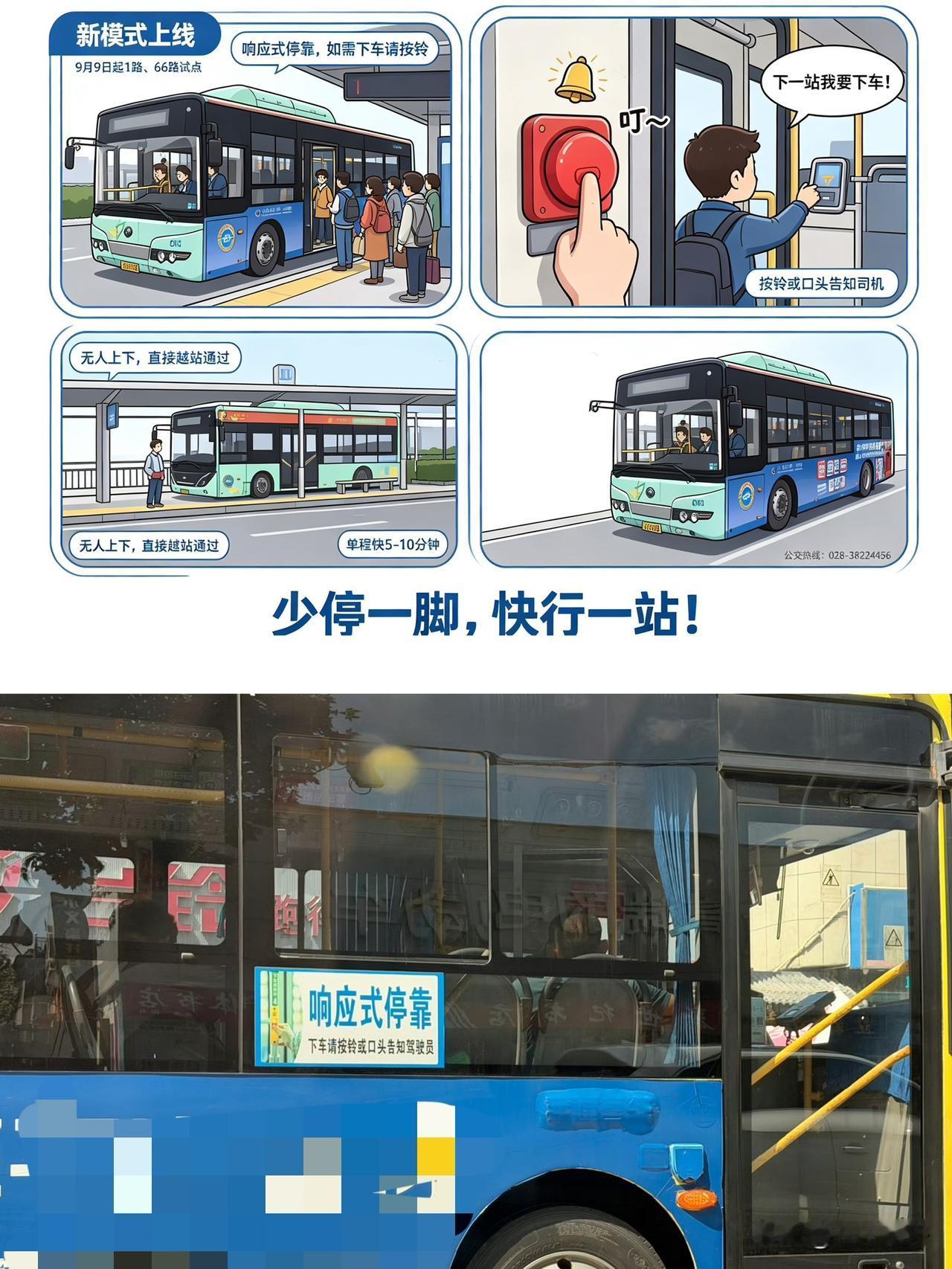 眉山公交新模式！9月9日起1路、66路试点响应式停靠

眉山经常坐公交的市民注意