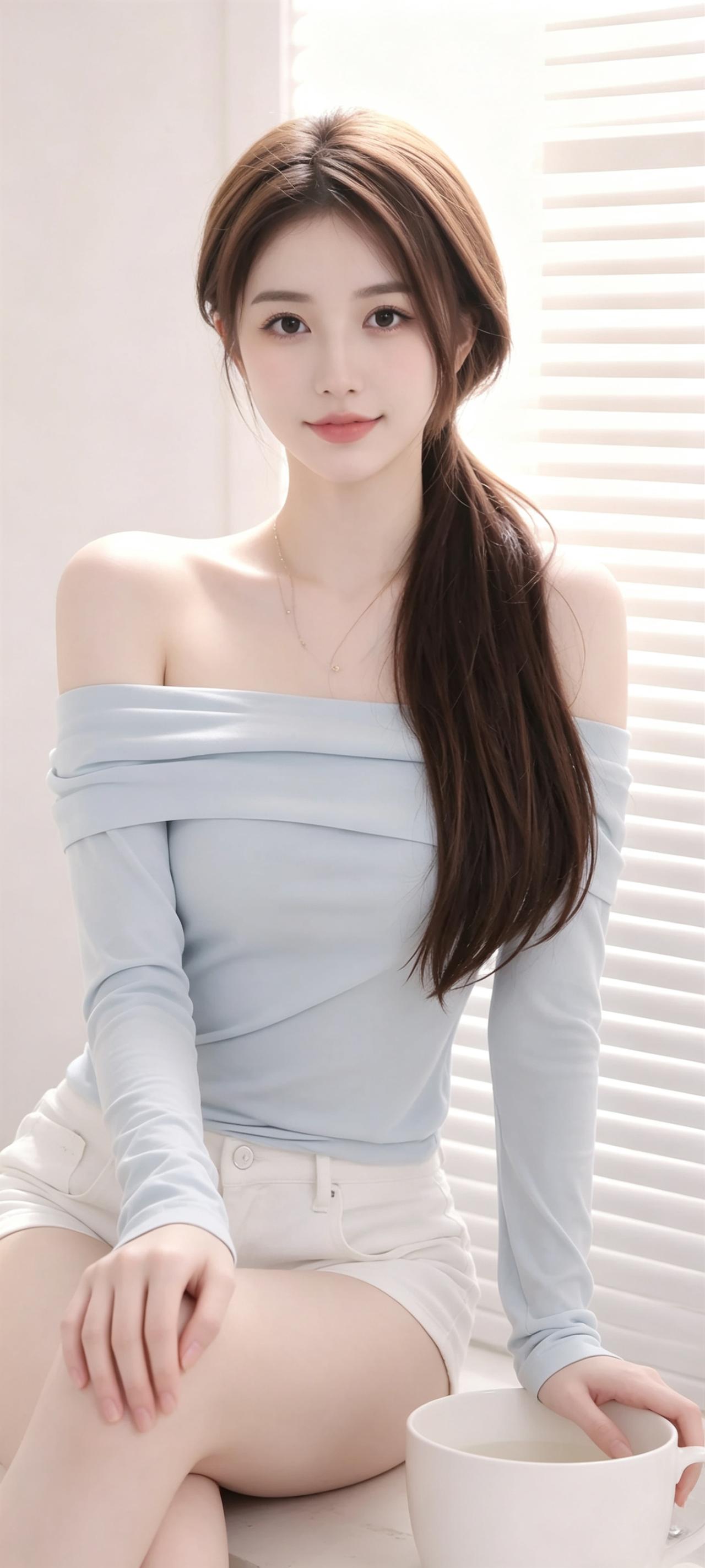 温柔感天花板！这件浅蓝一字肩上衣也太好穿了✨
 
最近真的好爱这种干净清爽的穿搭