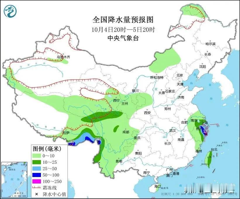 国庆节假期最后三天苏南、上海及浙江沿海地区有中到大雨。
         10月