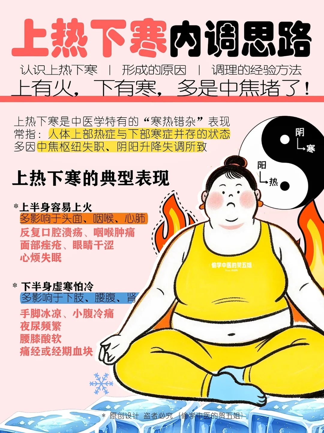 上热下寒内调思路‼️上有火🔥下有寒🧊是堵了