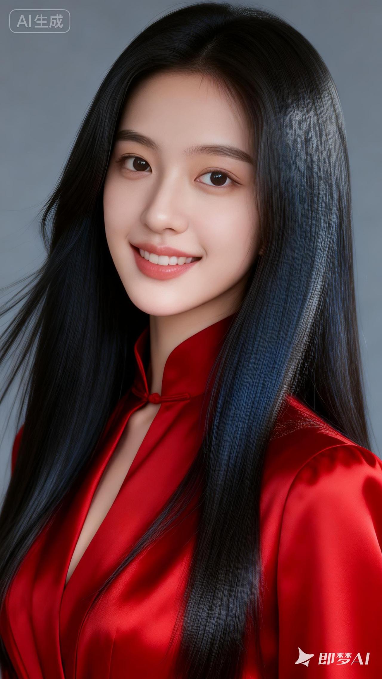 红衣美人笑，如画入诗行。