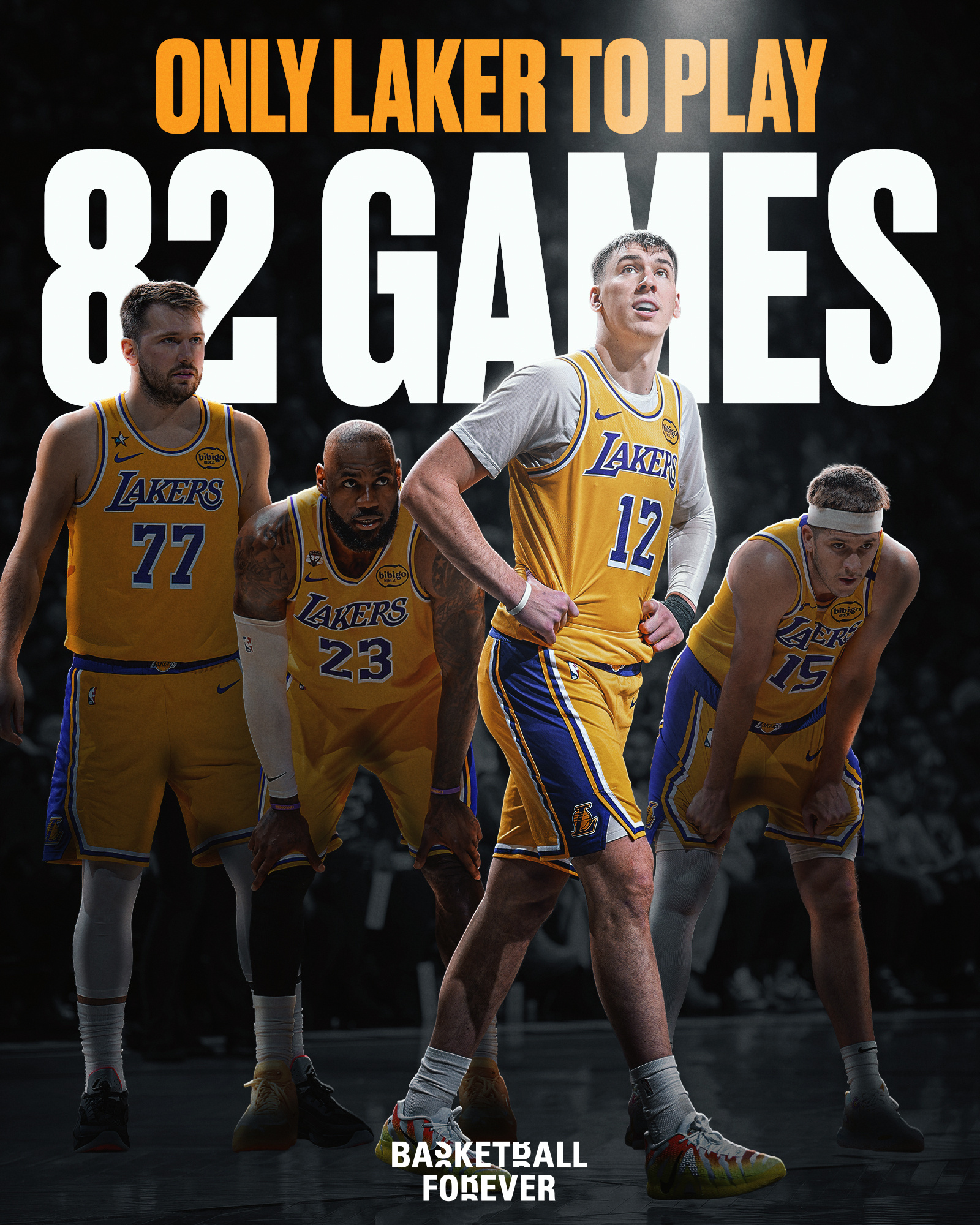 拉拉维亚是湖人本赛季唯一一位打满82场比赛的球员。铁人NBA