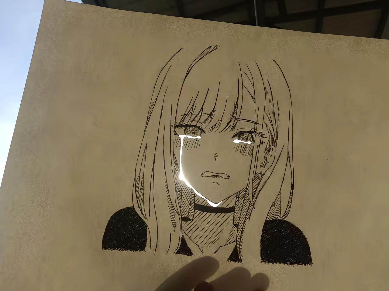 眼泪落下的那一刻所有委屈都有了答案画渣要努力 绘画