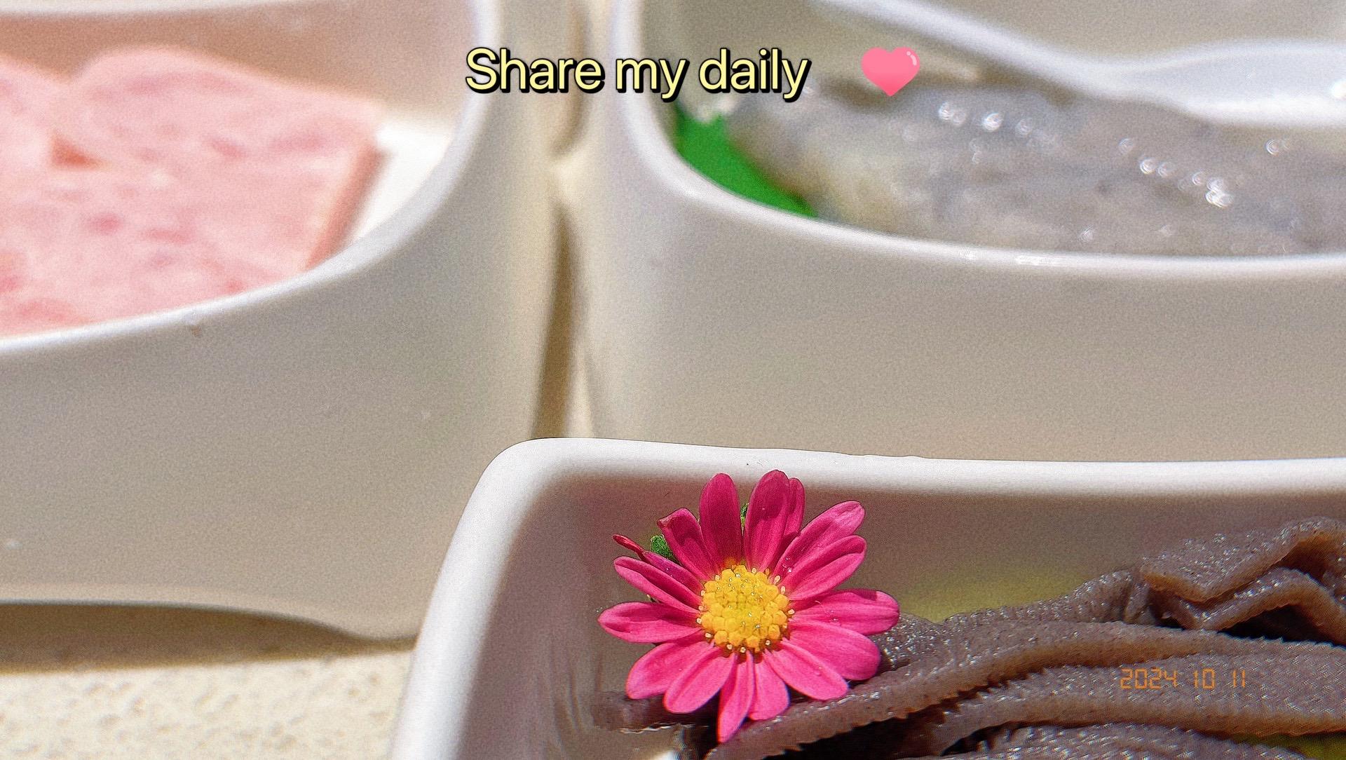 出来改善伙食 今天这朵小雏菊惊艳到我了 它的花语是天真烂漫 希望和纯洁...