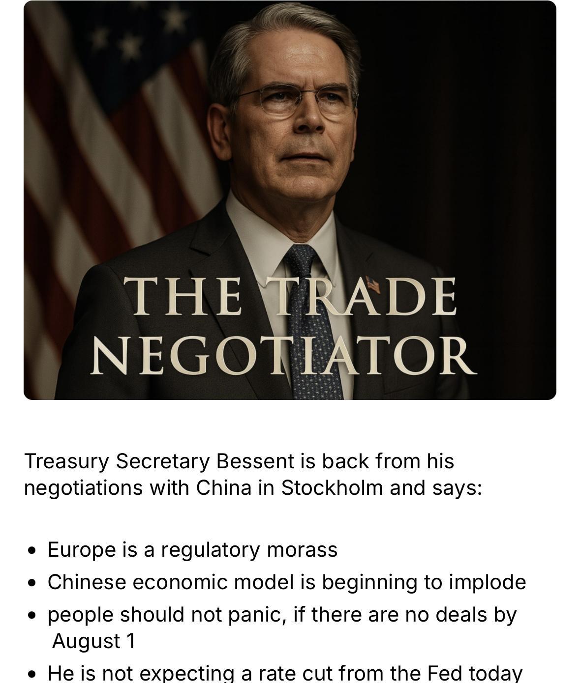 如何看待美国财长预判中国经济模式“崩溃”(implode)呢？


------