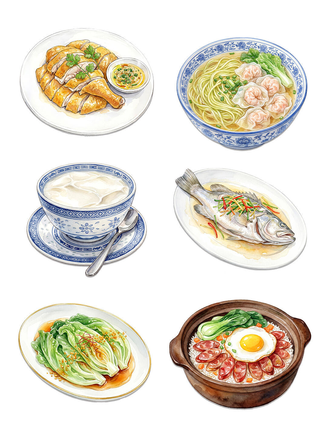 粤菜美食菜品 ｜白切鸡/云吞面/虾饺皇/双皮奶/清蒸石斑鱼/蜜汁叉烧/蚝油生菜/
