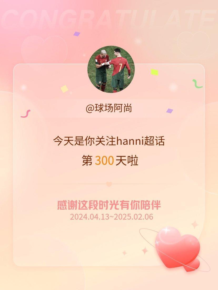 hanni[超话] 今天是我关注超话的第300天，希望能继续伴你一路前行～ 