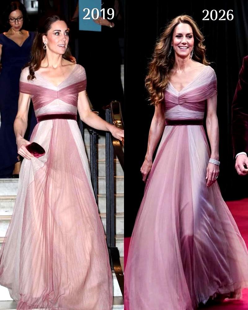 大病初愈就走红毯，身上穿的还是7年前的旧裙子。
 
粉色纱裙衬得她脸色发白，全程