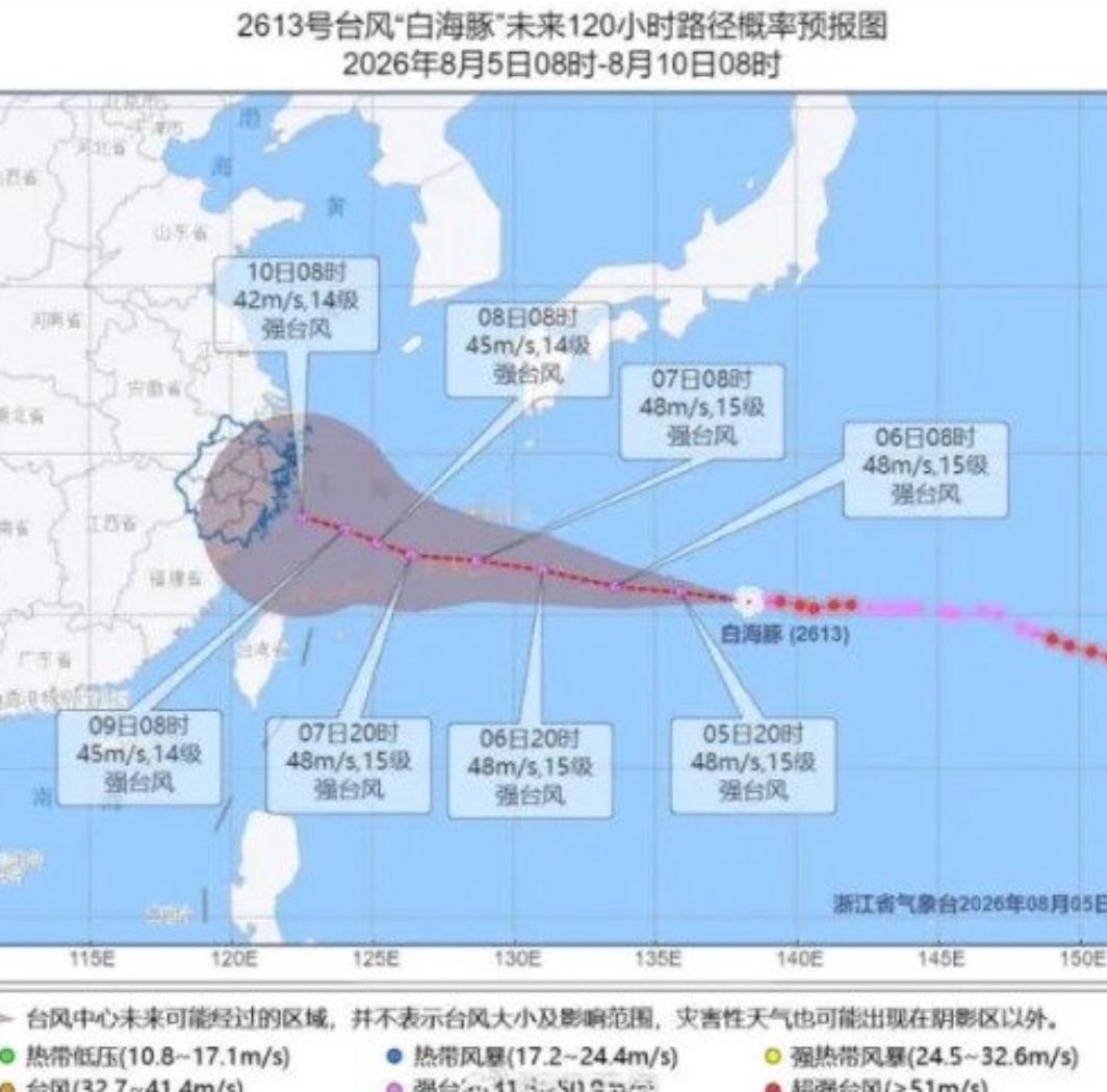 台风白海豚大概率登陆浙江

今年第13号台风“白海豚”持续向西靠近，主流预报显示