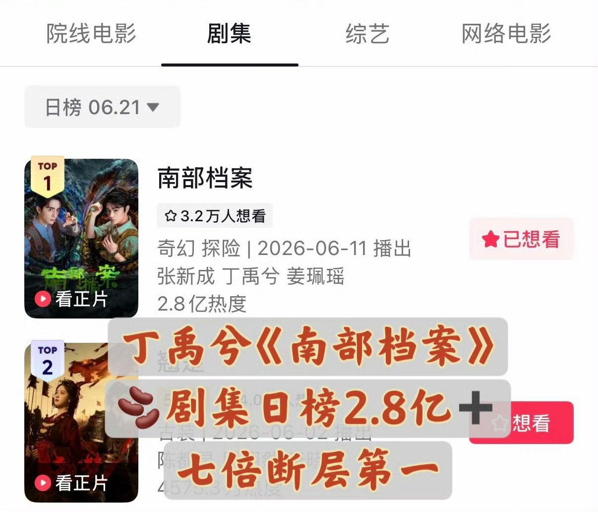 南派三叔说的剧王是谁不知道啊反正现在三叔的《南部档案》在播呀 各项📊都很顶哦 