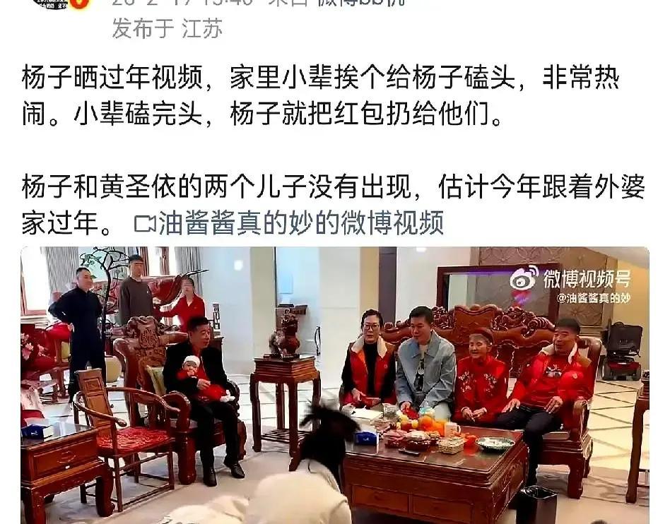 杨子大年初二在祠堂端坐，几十号晚辈排队磕头，红包一沓沓往空中撒，视频里他喊“礼不