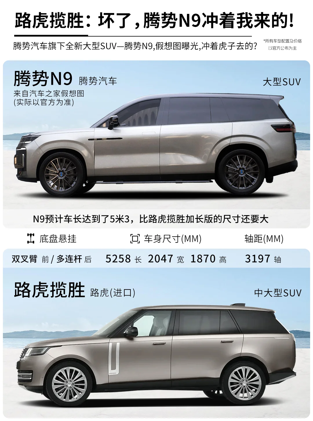 路虎揽胜：坏了！腾势N9这是冲着我来的。