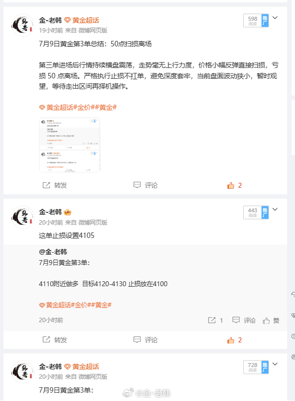 7月9日黄金交易总结：拿下50点盈点！昨日黄金整体震荡反复，多空来回切换，全天共