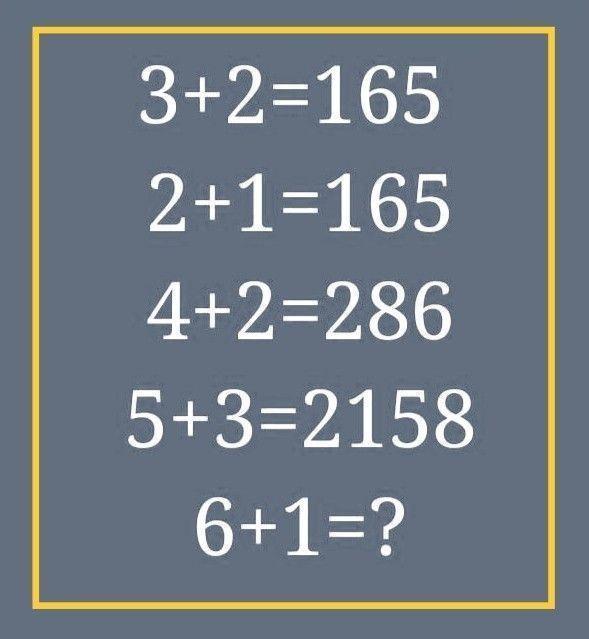 挑战超有趣的数字谜题啦！瞧瞧这些奇特等式：3 + 2 = 165 、2 + 1 