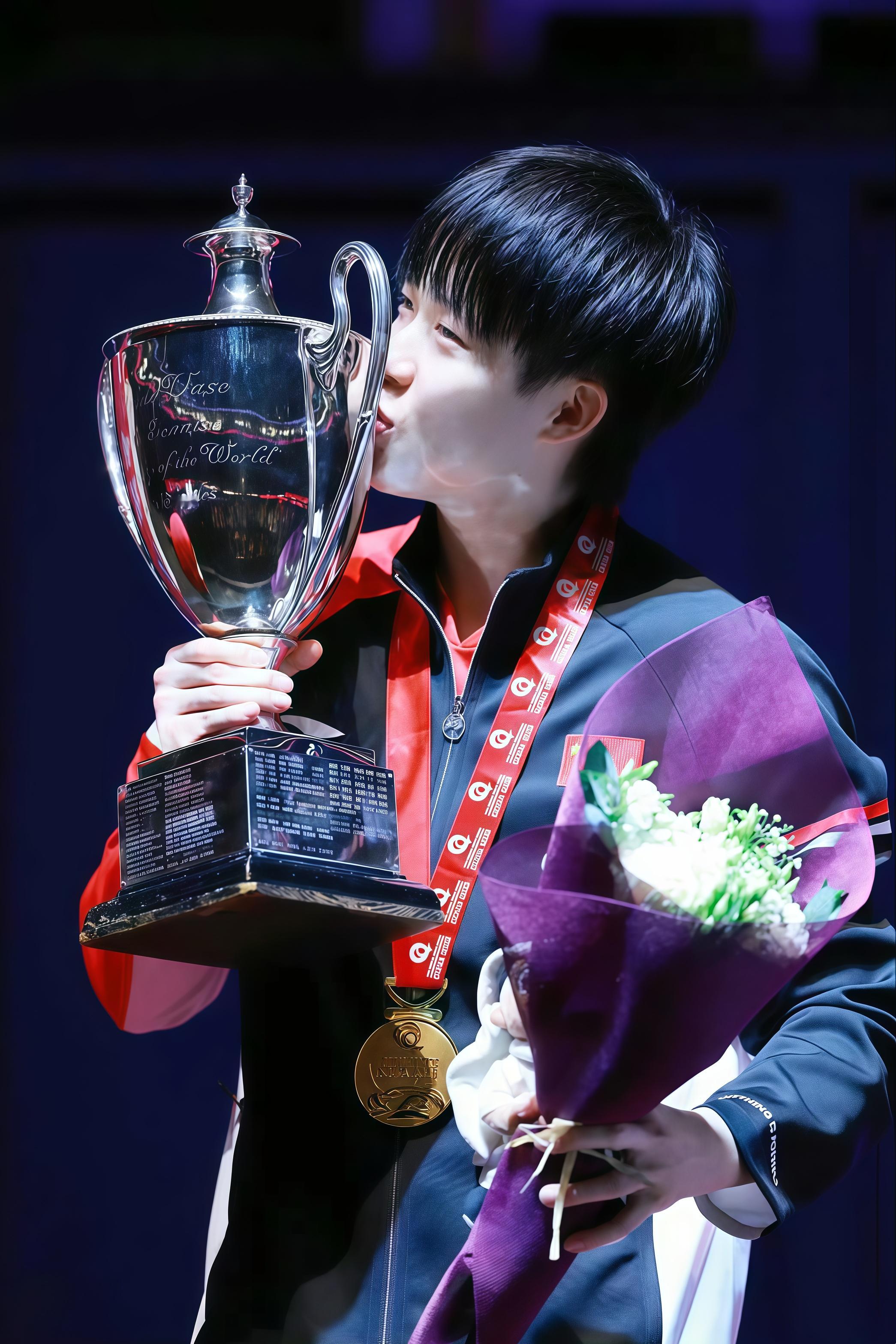 王楚钦成首位00后男单世界冠军恭喜新王👑🦁 ​​​