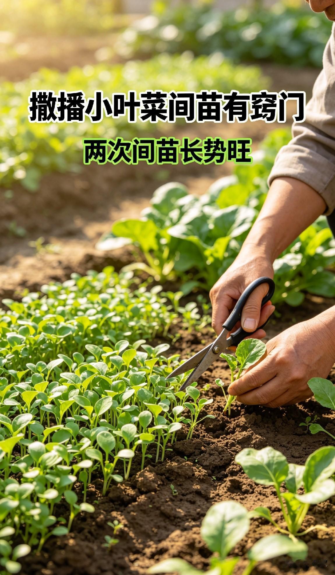 小叶菜出苗挤成一团，什么时候间苗最合适？
撒播的小叶菜出苗密密麻麻，苗挤在一起长