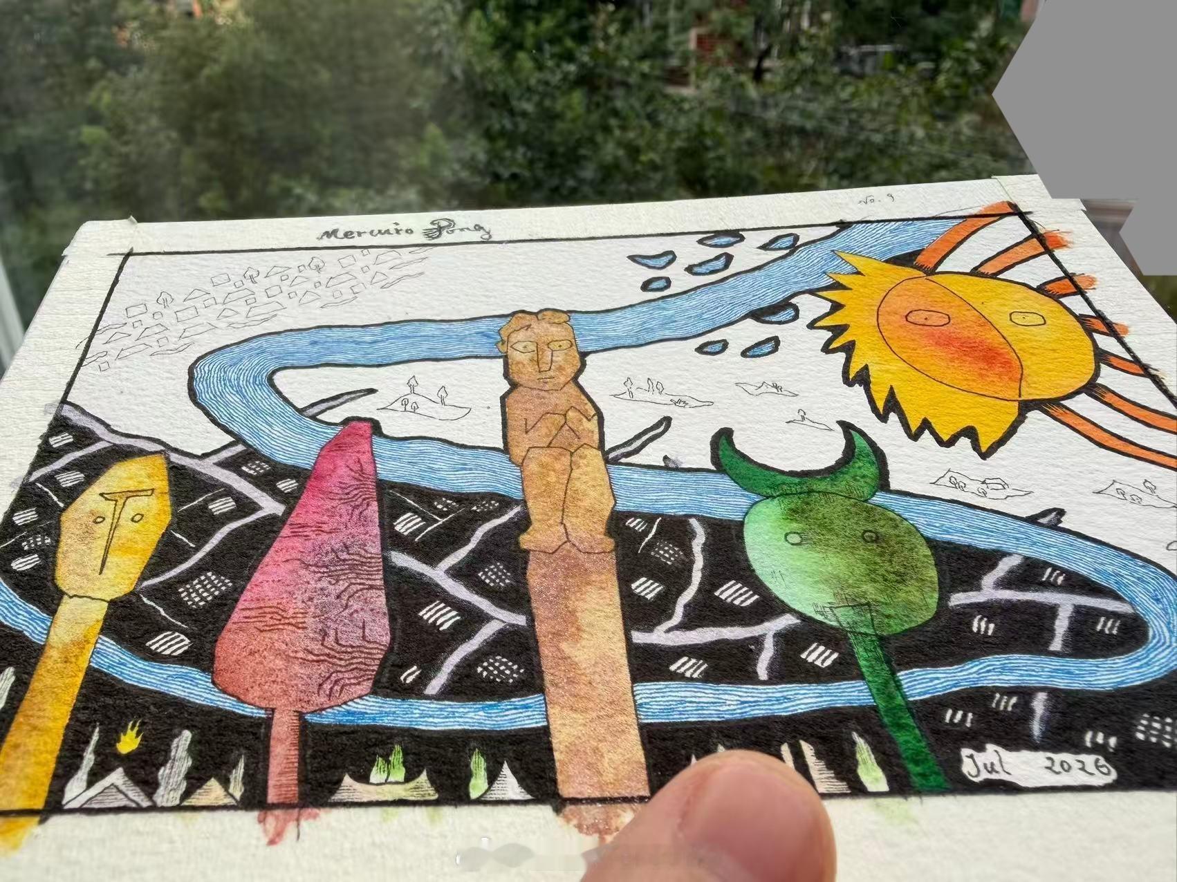 最近状态一般。我重新开始画“南太平洋的河流、岛屿和星辰”系列。把这个系列更名为“