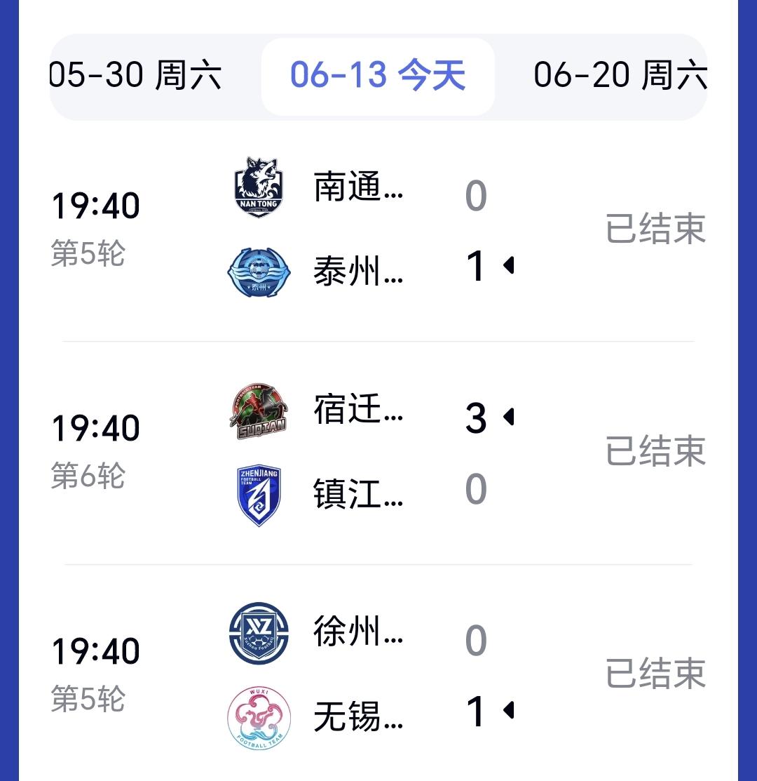 苏超：本周三场比赛的战绩
苏超本周末的比赛，是最精彩的比赛，比世界杯的比赛更加的