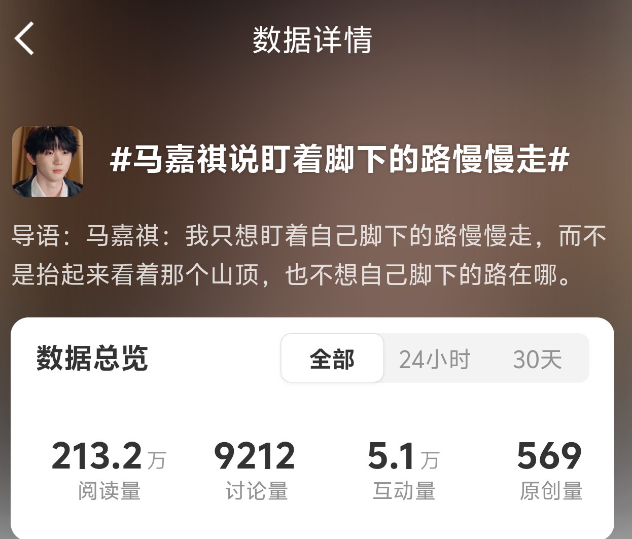 马嘉祺说盯着脚下的路慢慢走发○创，小七定木标了1k🍵400+，一起来