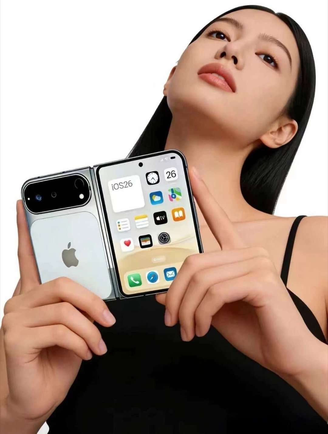 苹果折叠手机渲染图曝光。不知道这种结构是不是真的假的？但此前有消息说 iPhon