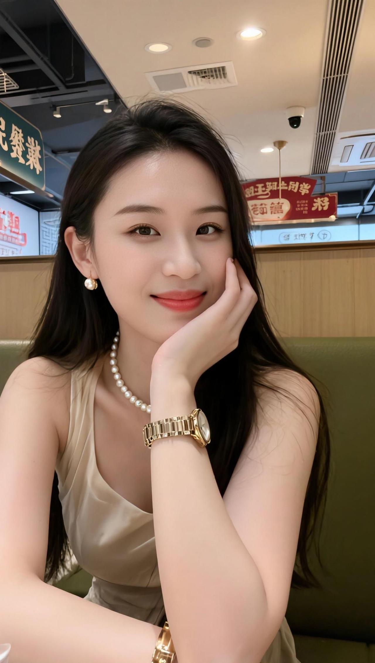 在温暖的灯光下，一杯咖啡的香气悄然弥漫，仿佛时间也放慢了脚步。手链在腕间闪烁，诉