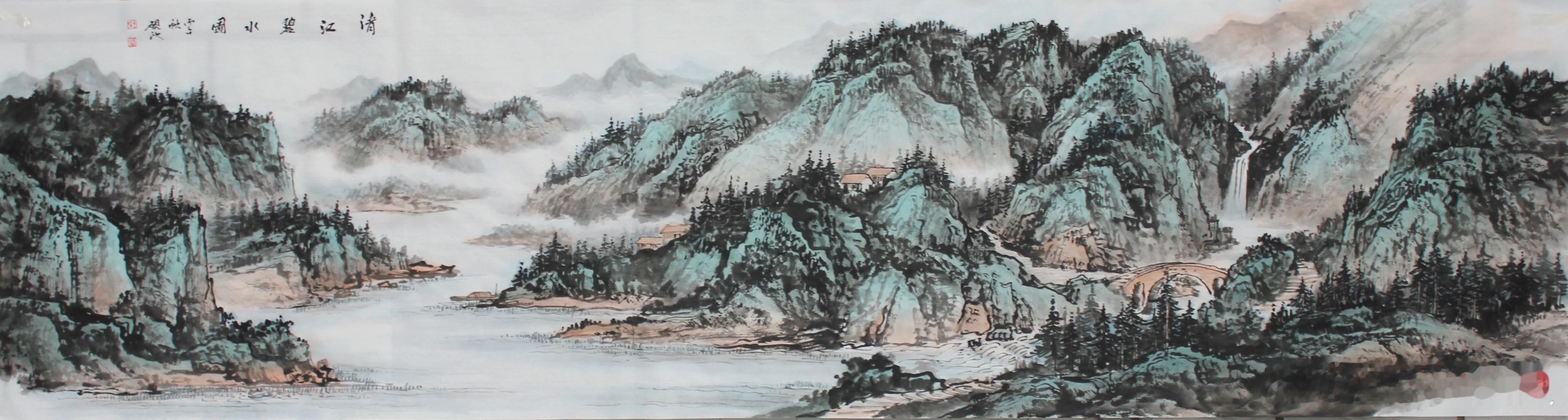 新作【清江碧水圖】180cmX48cm书画界[超话]绘画[超话]艺术[超话]书画